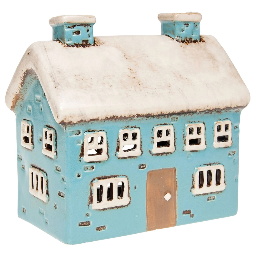 "Schule" – Großes Teelicht-Haus Village Pottery aus Keramik