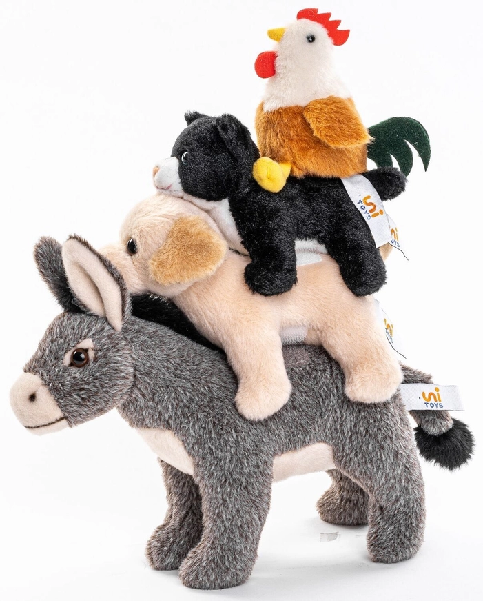 Bremer Stadtmusikanten Kuscheltiere - Esel, Hund, Katze + Hahn 32cm