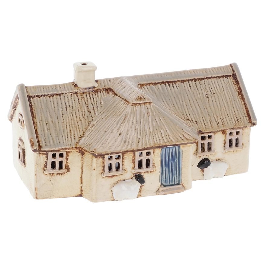Croft House mit Schafen Teelicht Keramik | Village Pottery
