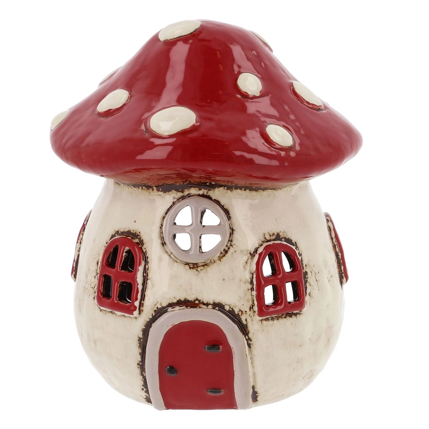 Fliegenpilz Haus Keramik Teelicht | Village Pottery