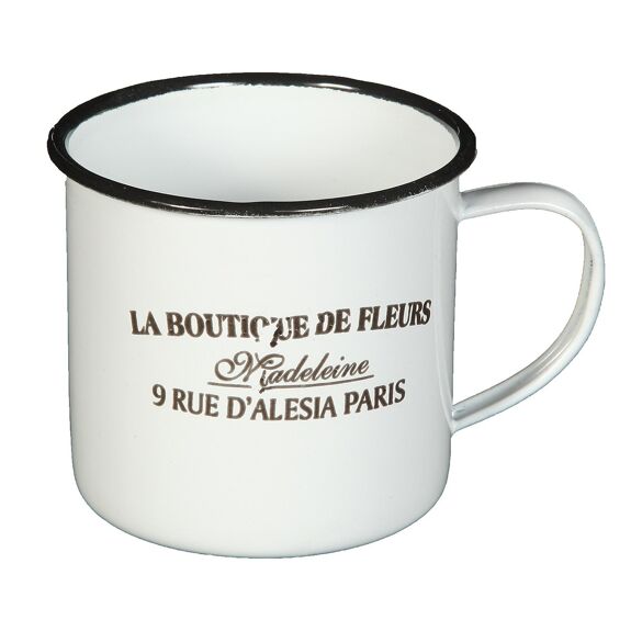 Kaffee-Becher "Madeleine" aus Emaille antikweiß