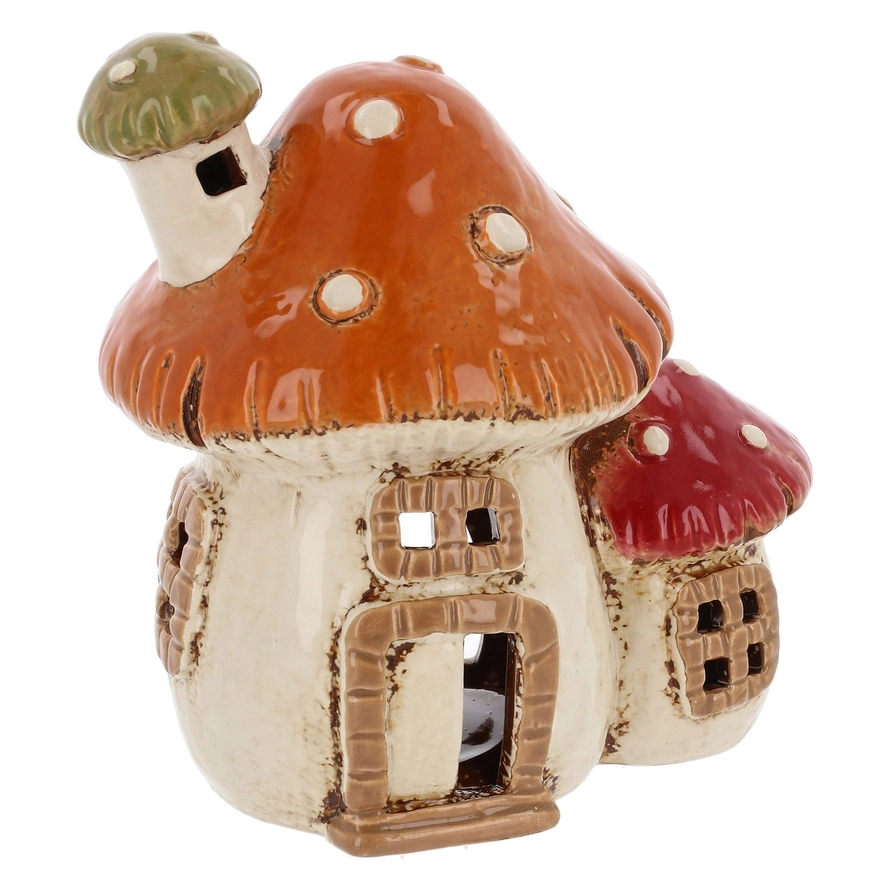 Teelicht-Haus 2 Pilze Mushroom - Village Pottery Keramik
