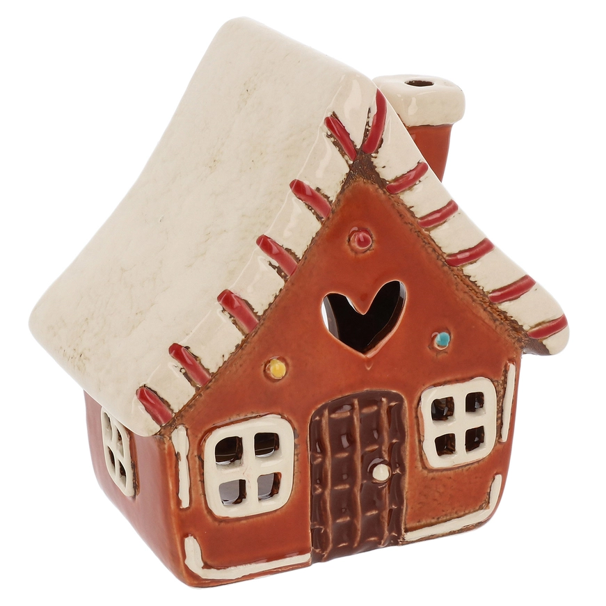 Lebkuchenhaus Bonbon Teelicht handbemalt - Village Pottery