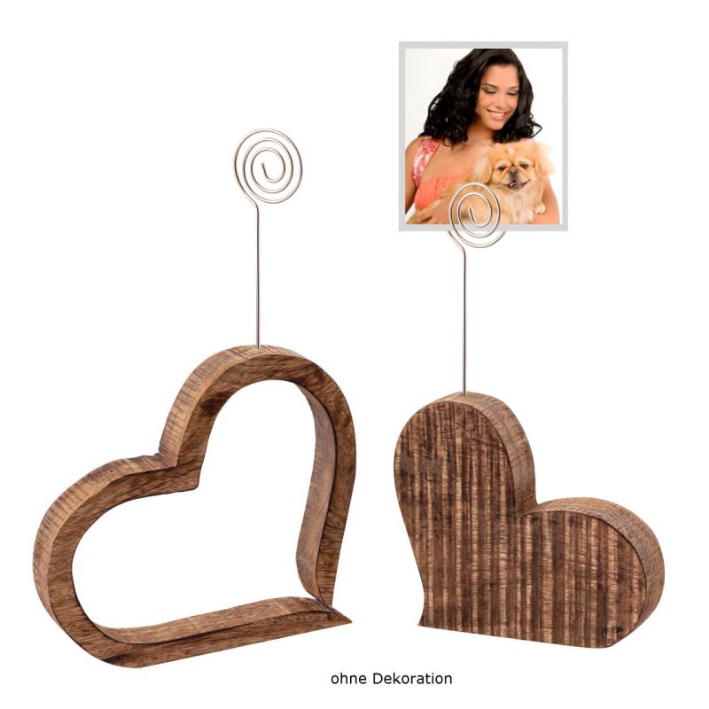 Grußkartenhalter Herz Mangoholz Geschenk Deko