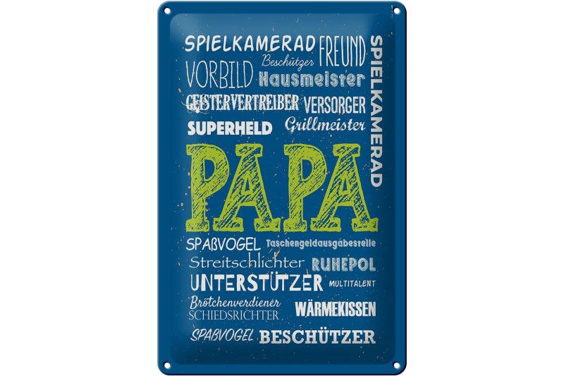 Blechschild Papa Superheld Geschenk Männer